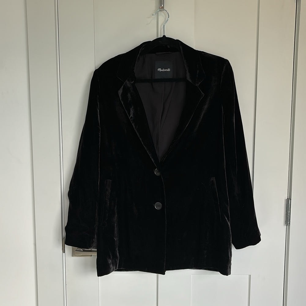 Madewell Black Velvet Blazer